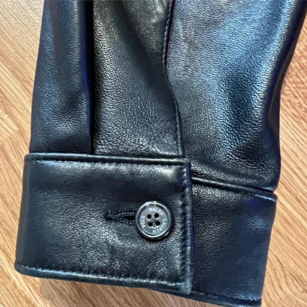 Polo Ralph Lauren Vintage Black Lambskin Leather Jacket Butter Soft Men's Size L - Picture 16 of 16